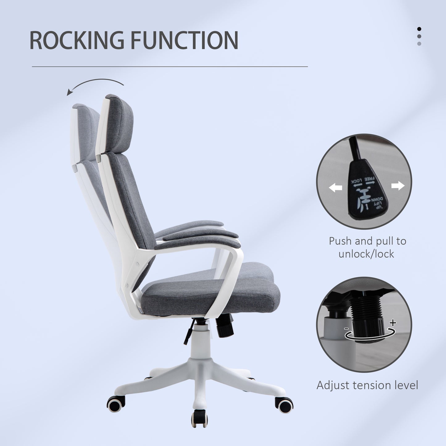 Vinsetto High Back Swivel Office Chair with Lumbar Back Support, Adjustable Height