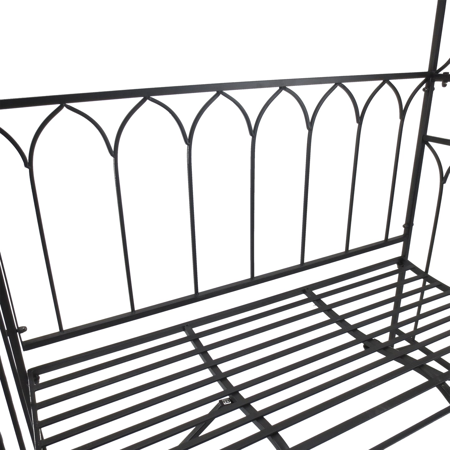 Outsunny Metal Frame Bench W/Arch, 115Lx50Wx203H cm-Black