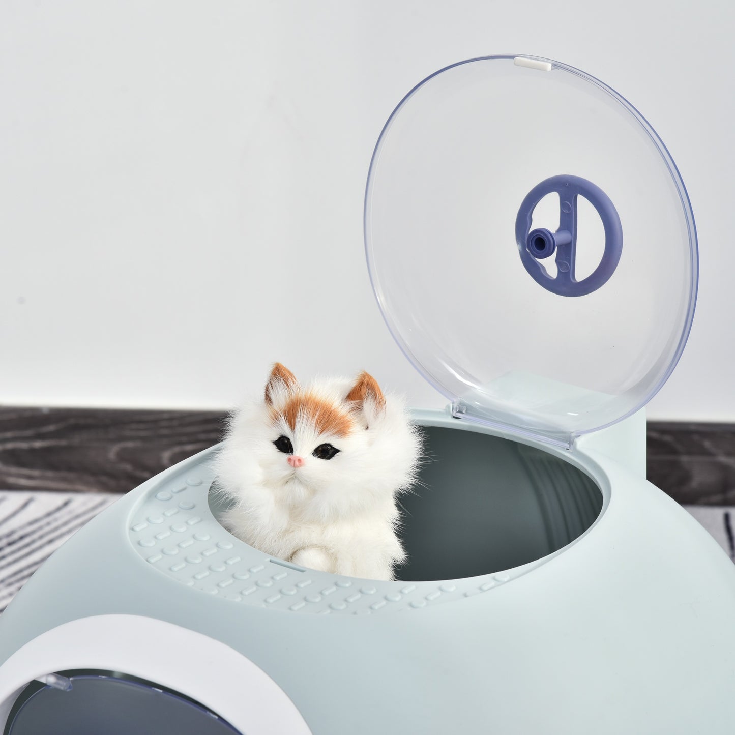 PawHut Cats Rooftop Plastic Easy Clean Litter Box Blue