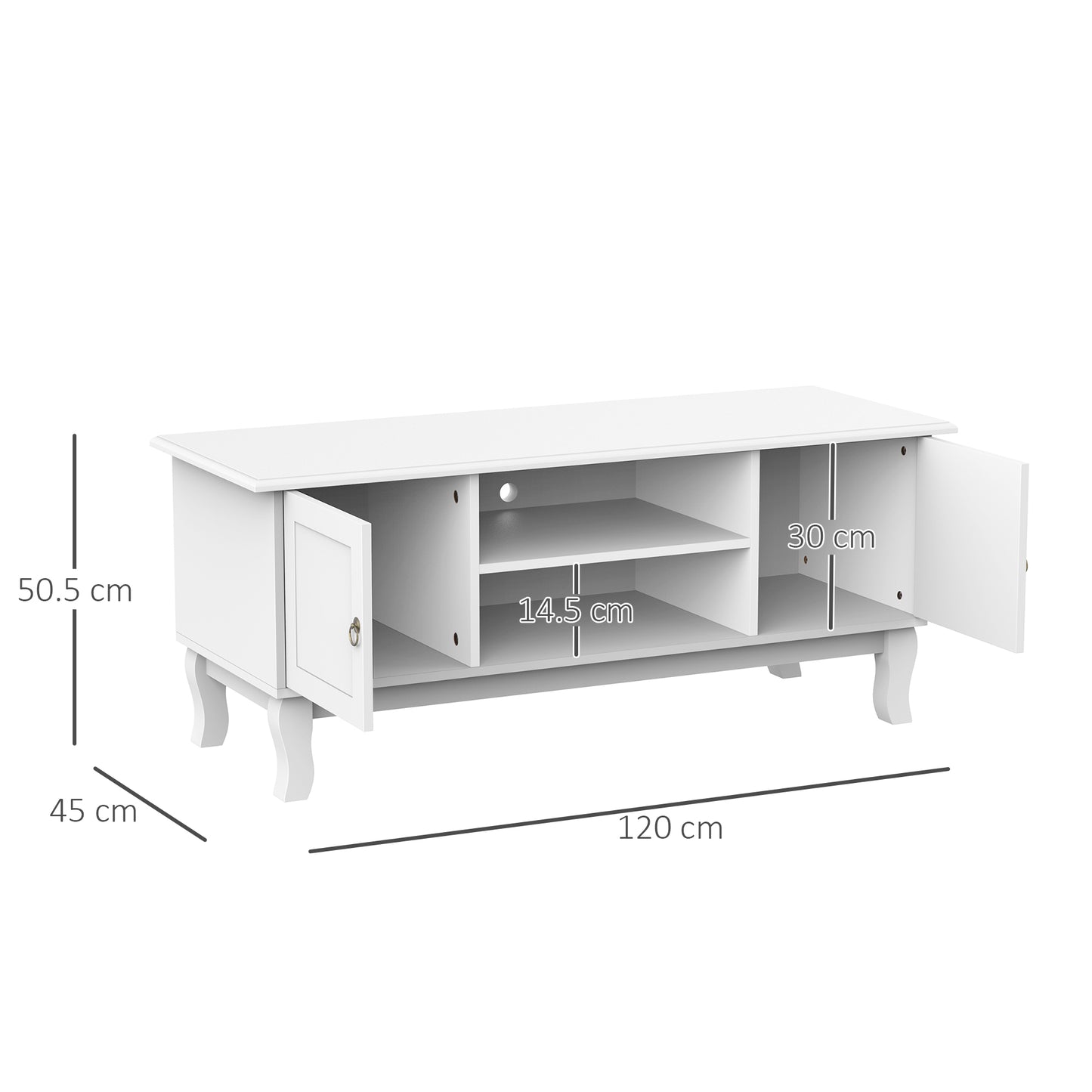 HOMCOM TV Stand Unit Corner Table, MDF-Ivory White