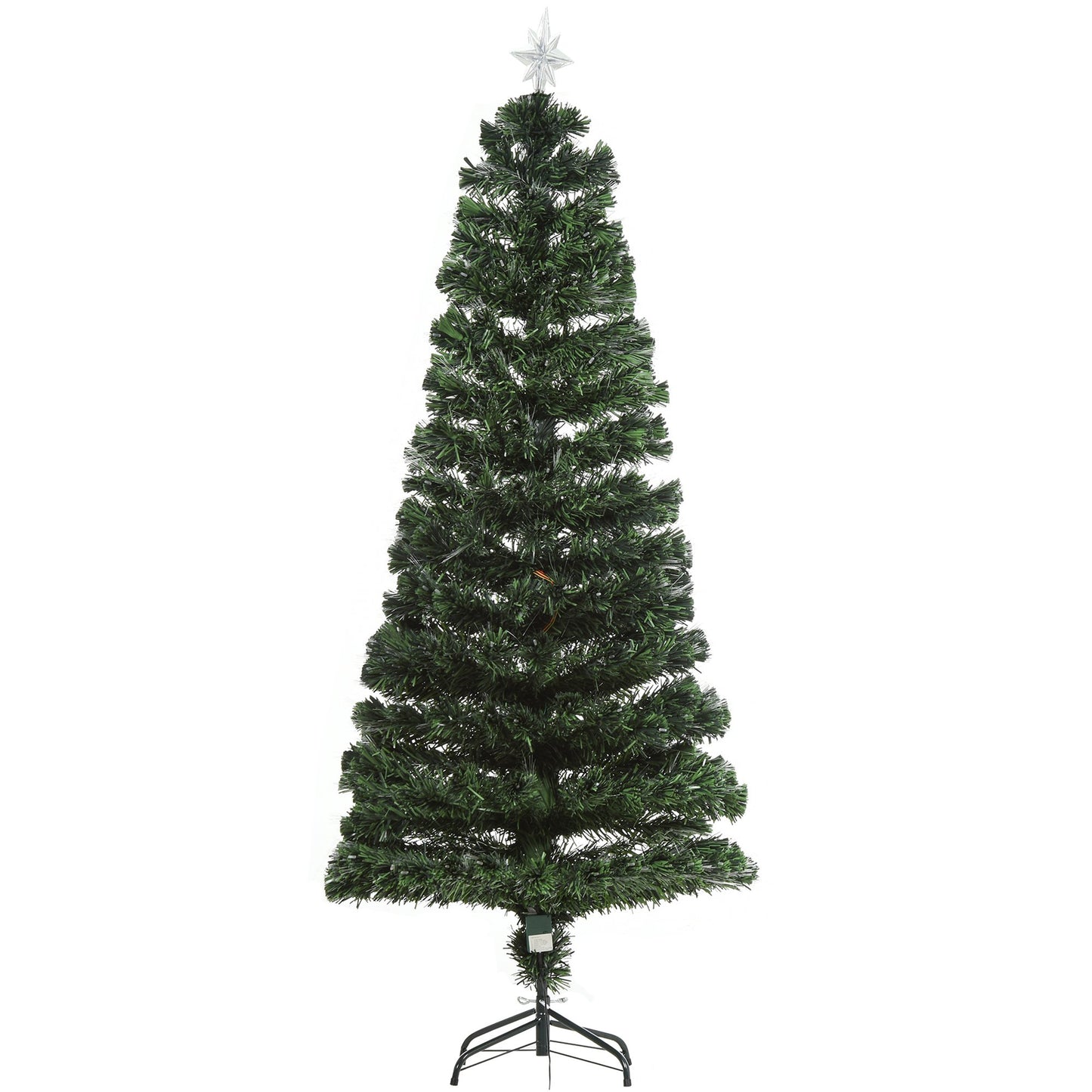 HOMCOM 180CM Pre-Lit Fibre Optic Christmas Tree Metal Base 220 Branch Tip LED Lights