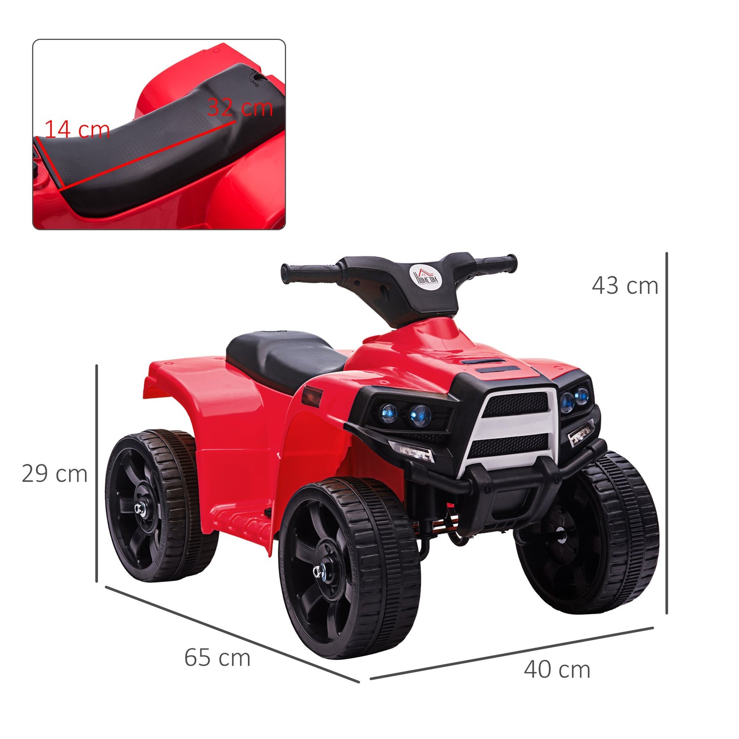 HOMCOM 6 V Kids Ride on Cars Electric ATV for 18-36 months Black+Red