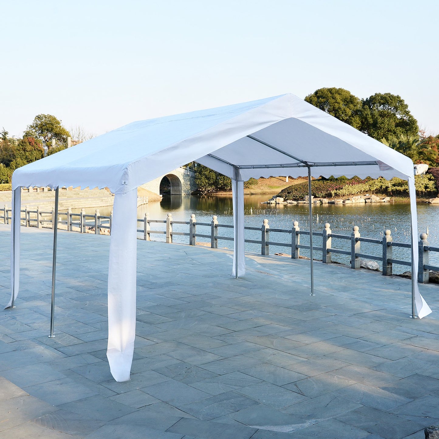 Outsunny Gazebo Marquee Party Tent, Steel Frame, 4x4 m-White