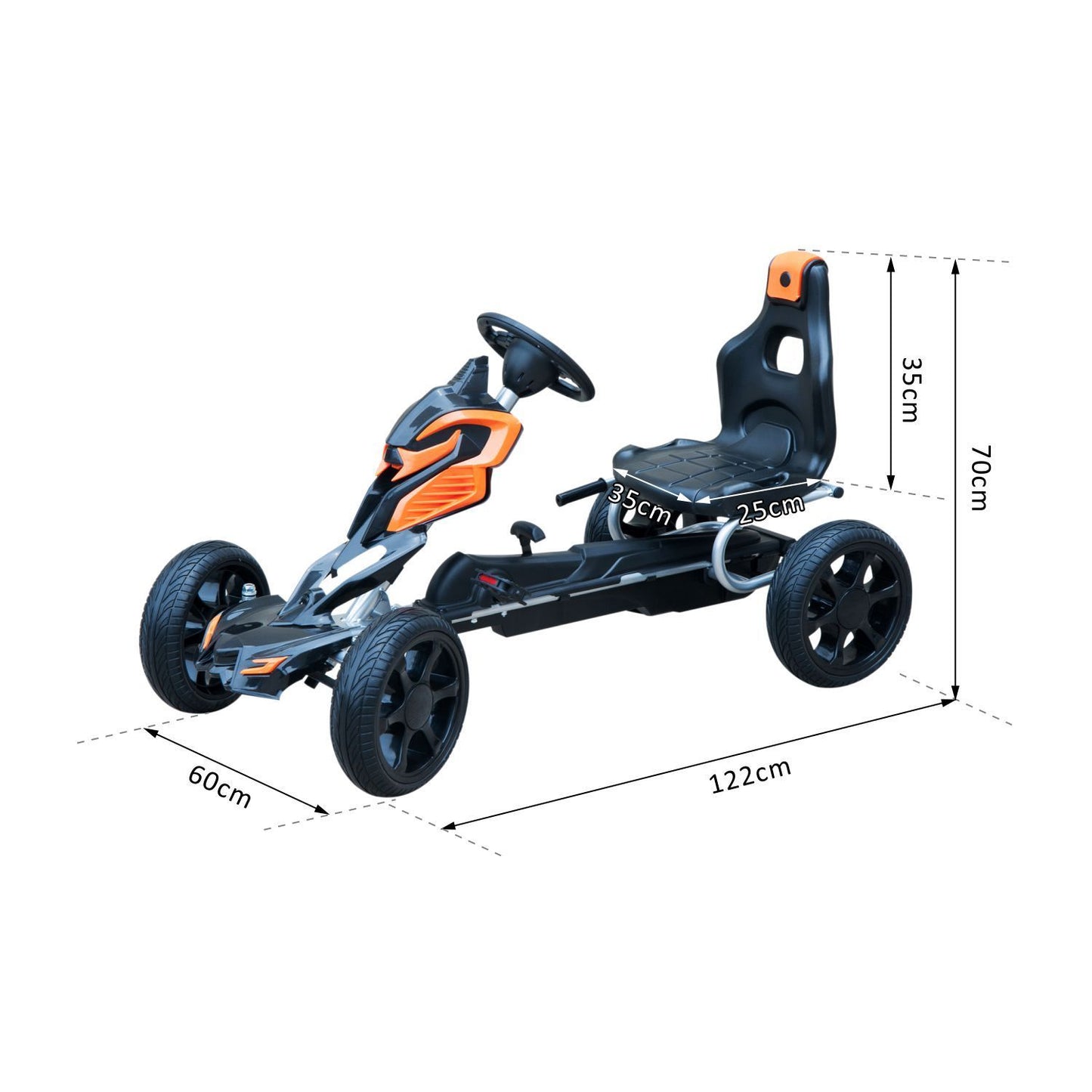HOMCOM Kids Ride On Pedal Go Kart Indoor Outdoor Sports Toy Braking System-Orange/Black
