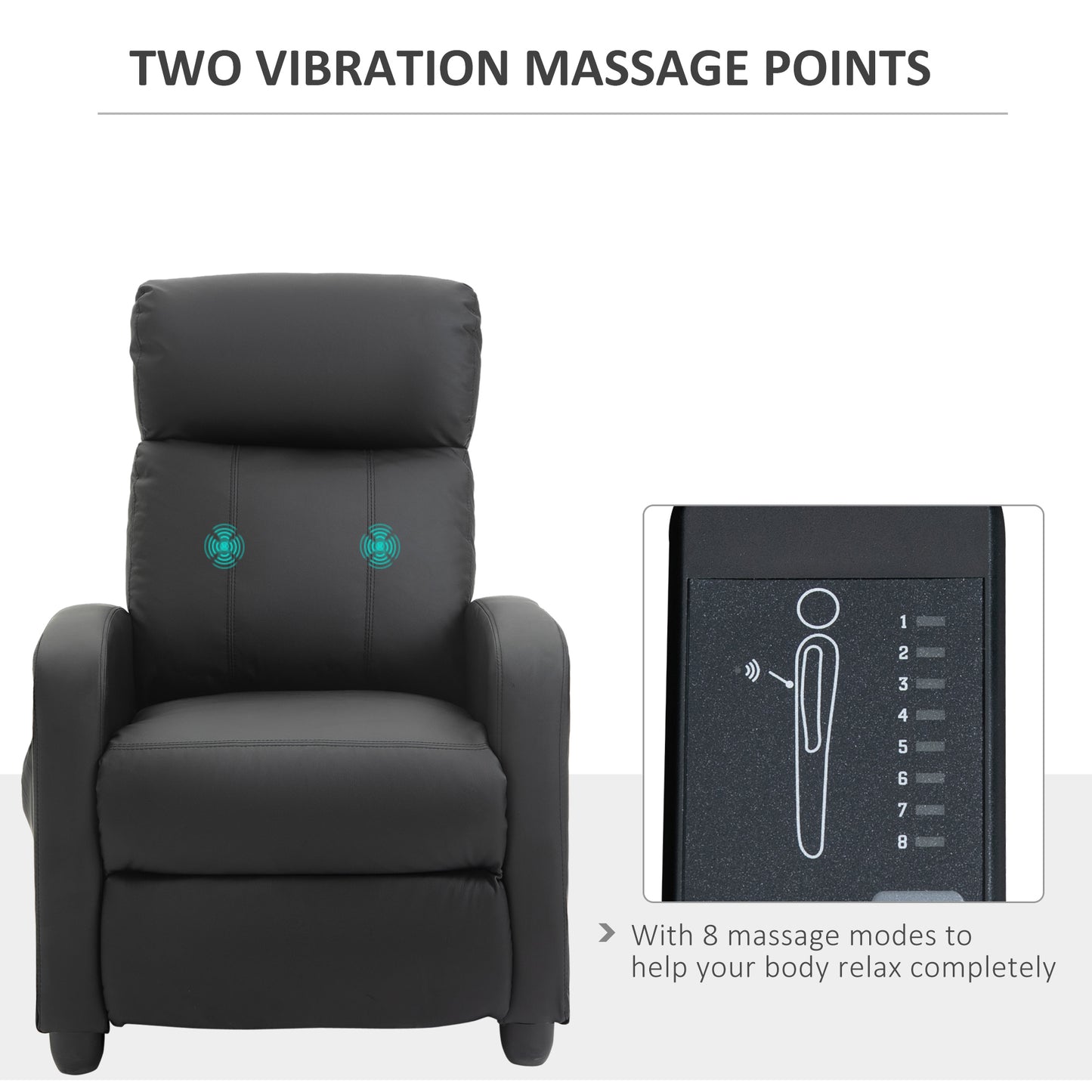 HOMCOM Recliner Sofa Chair PU Leather Massage Armcair w/ Remote Control, Black