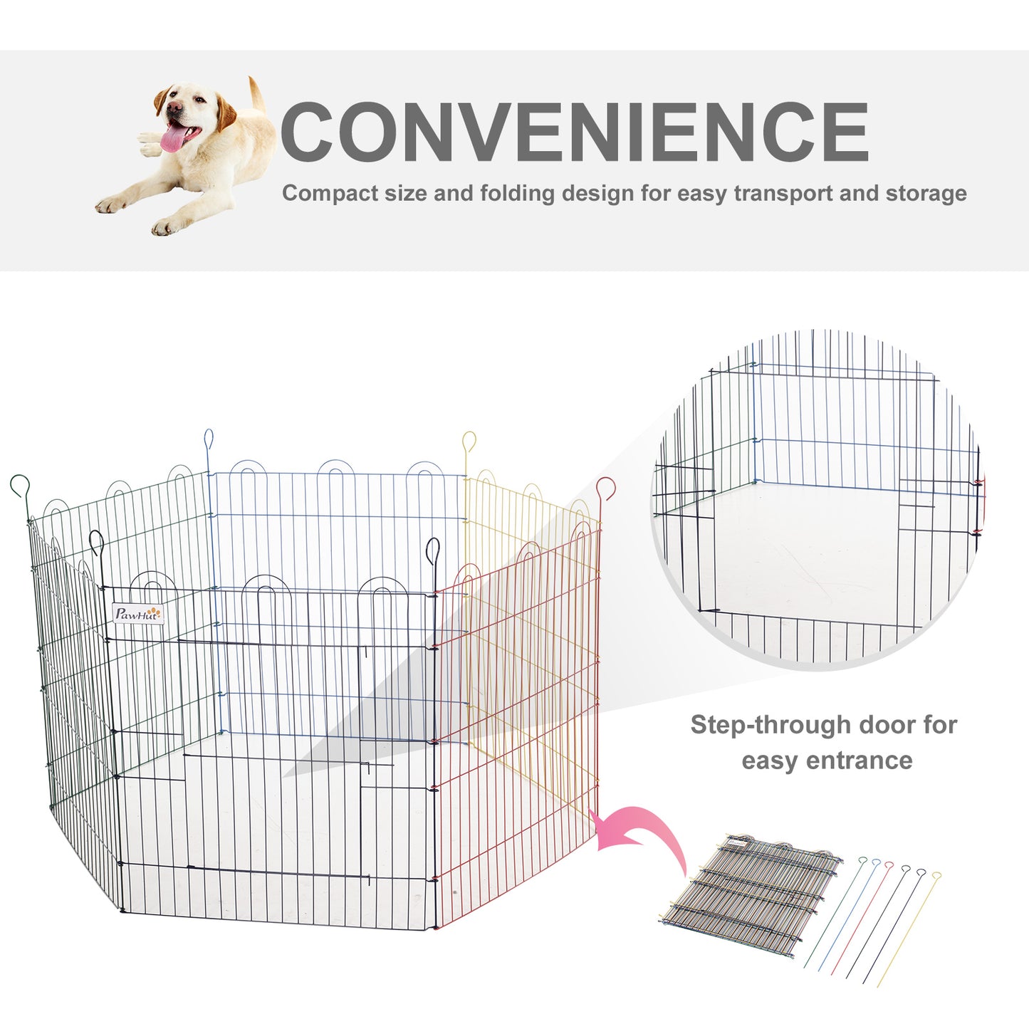 PawHut Foldable Pet Playpen Puppy Pen w/ Door Metal Indoor & Outdoor