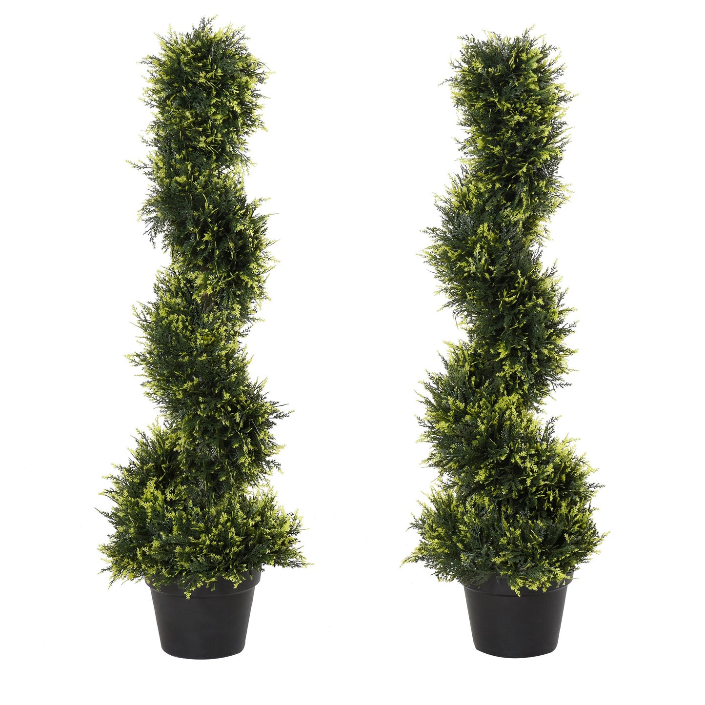 Outsunny Set Of 2 90cm Artificial Spiral Topiary Trees w/ Pot Fake Indoor Outdoor Plant