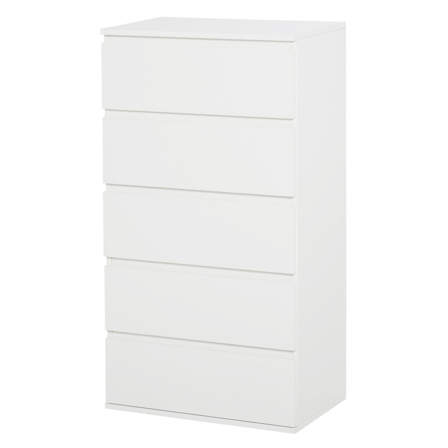 HOMCOM 5 Drawer Cabinet Storage Cupboard Wooden Freestanding Organiser Unit White