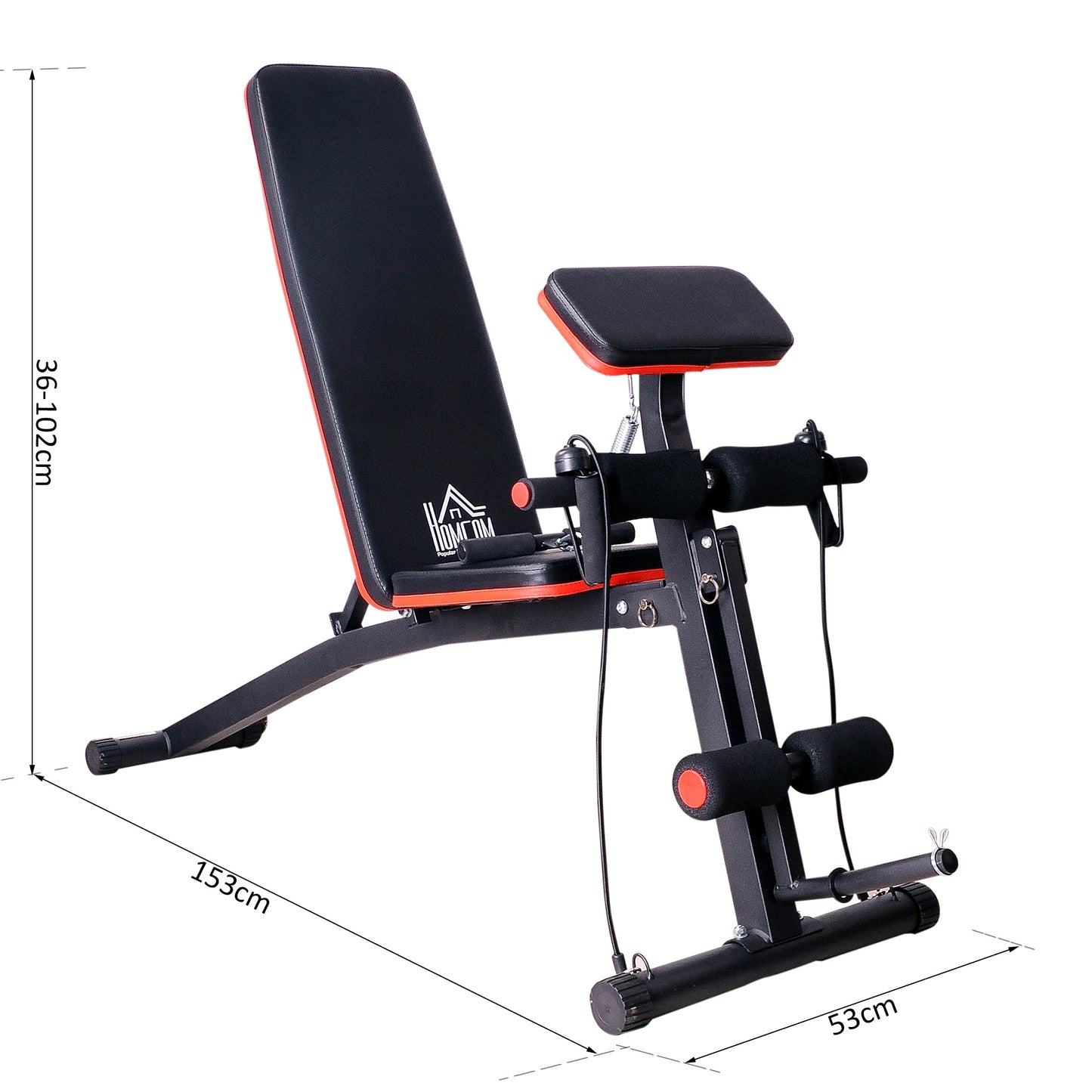 HOMCOM Foldable Exercise Bench, 6 Levels Adjustment-Black/Red