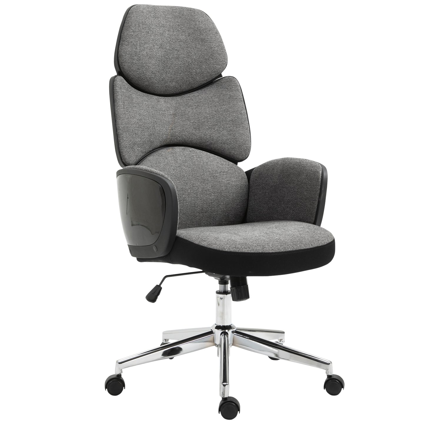Vinsetto Padded Linen Ergonomic Chair Home Office Chair w/ Wheels Grey