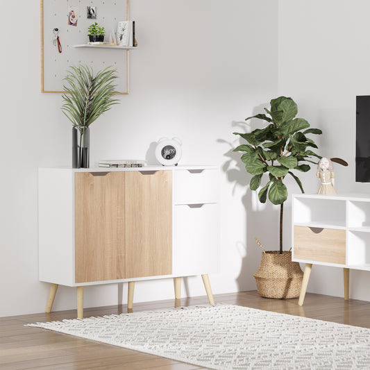 HOMCOM Storage Cabinet Floor Standing Sideboard with Drawer for Bedroom, Living Room, Home Office, Natural Kitchen, Room