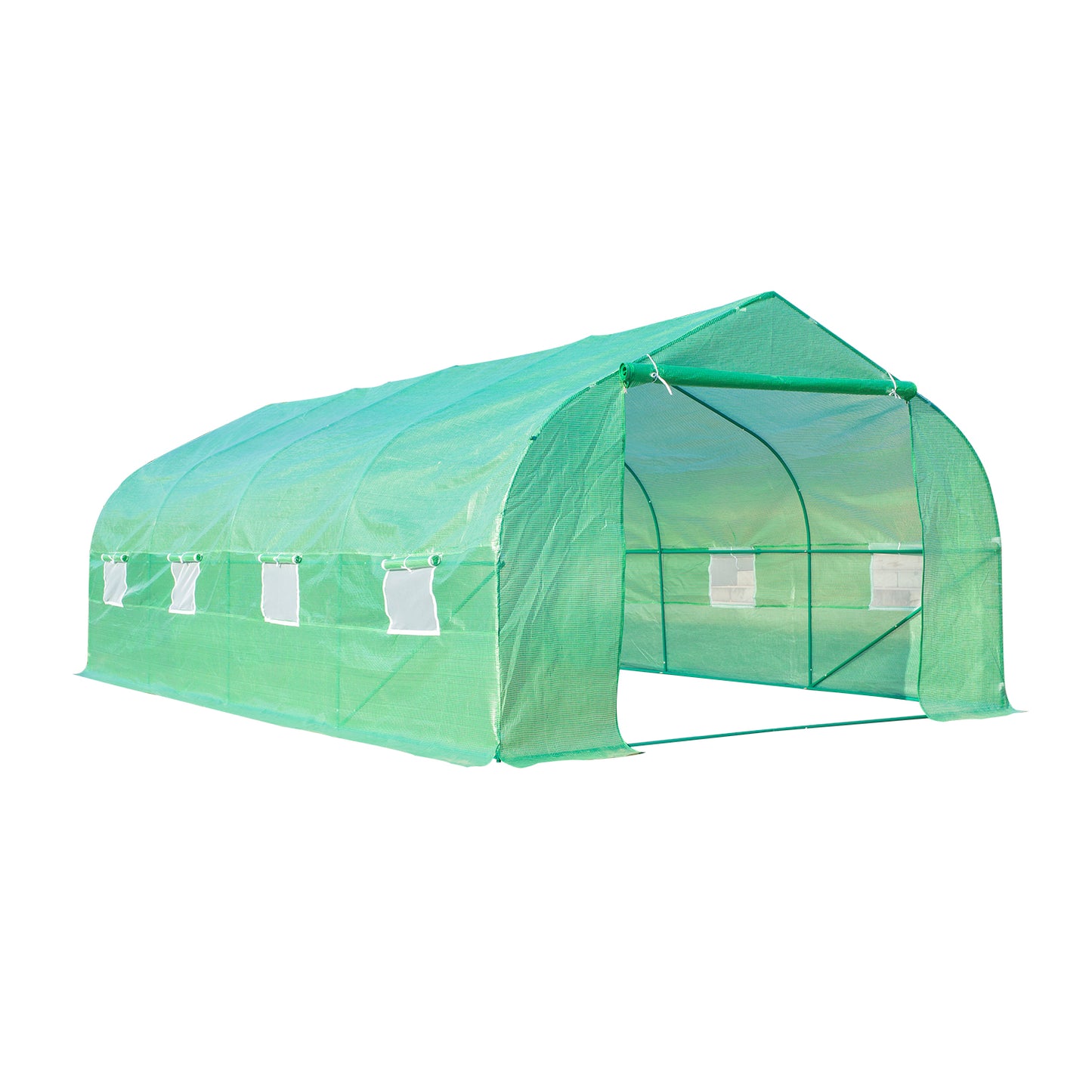 Outsunny Walk in Polytunnel Greenhouse,  6Lx3Wx2H m-Green