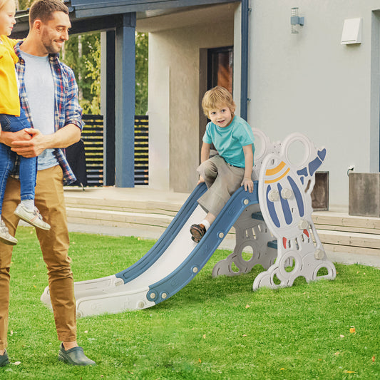 AIYAPLAY Kids Slide Indoor Freestanding Baby Slide Space Theme for 1.5-3 Years Old, Blue and Grey