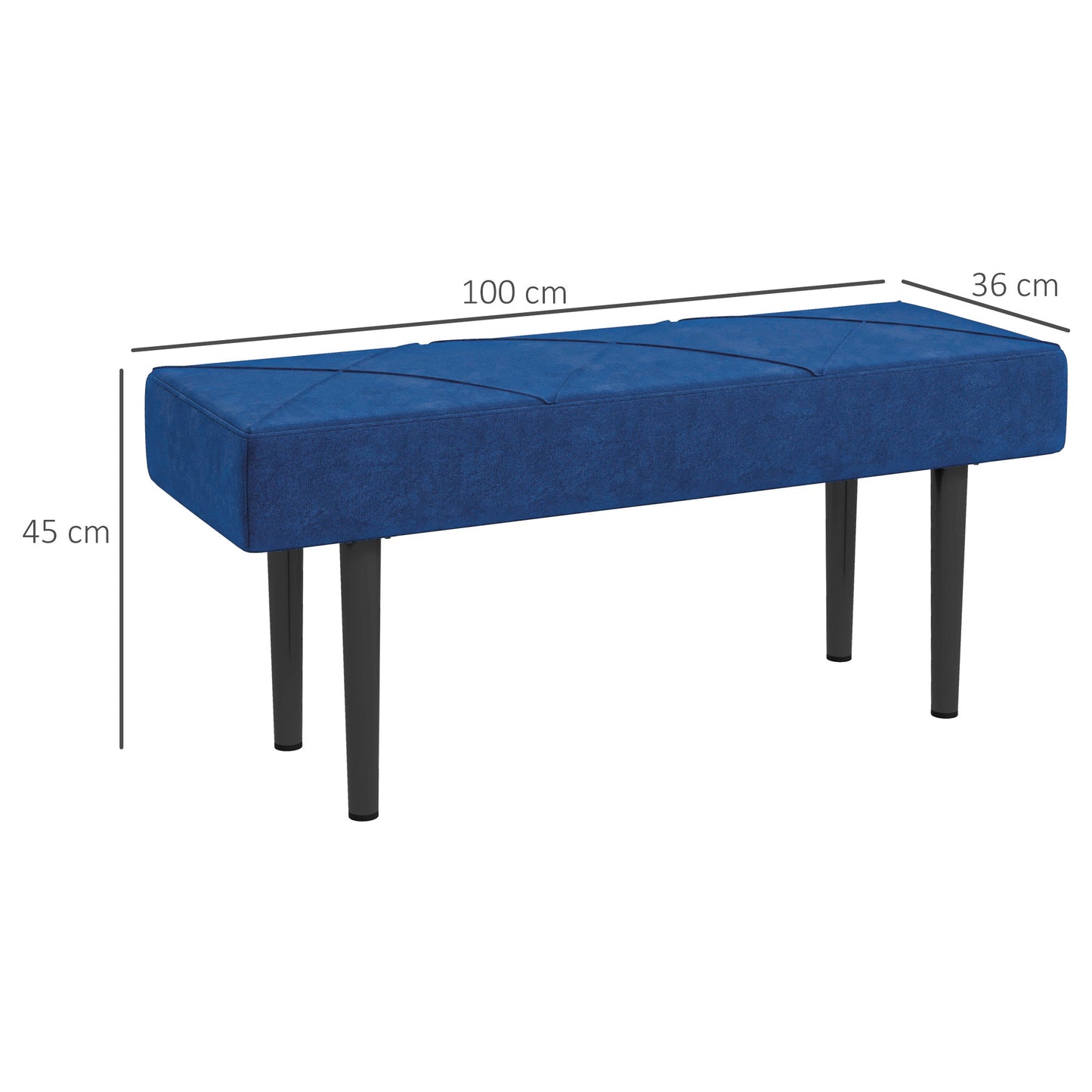 HOMCOM End of Bed Bench with X-Shape Design and Steel Legs, Upholstered Hallway Bench for Bedroom, Blue