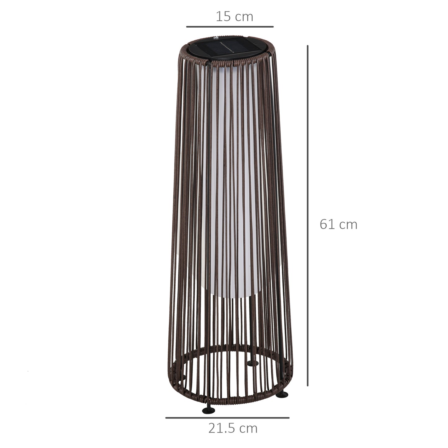 Outsunny Patio Garden Solar Lights Woven Resin Wicker Lantern Auto On/Off Solar Powered Lights for Porch, Yard, Lawn, Courtyard, Indoor & Outdoor Brown