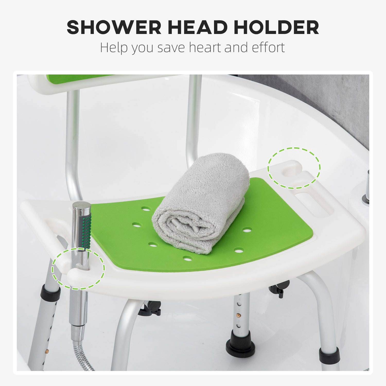 Shop HOMCOM EVA Padded Shower Chair for The Elderly and Disabled