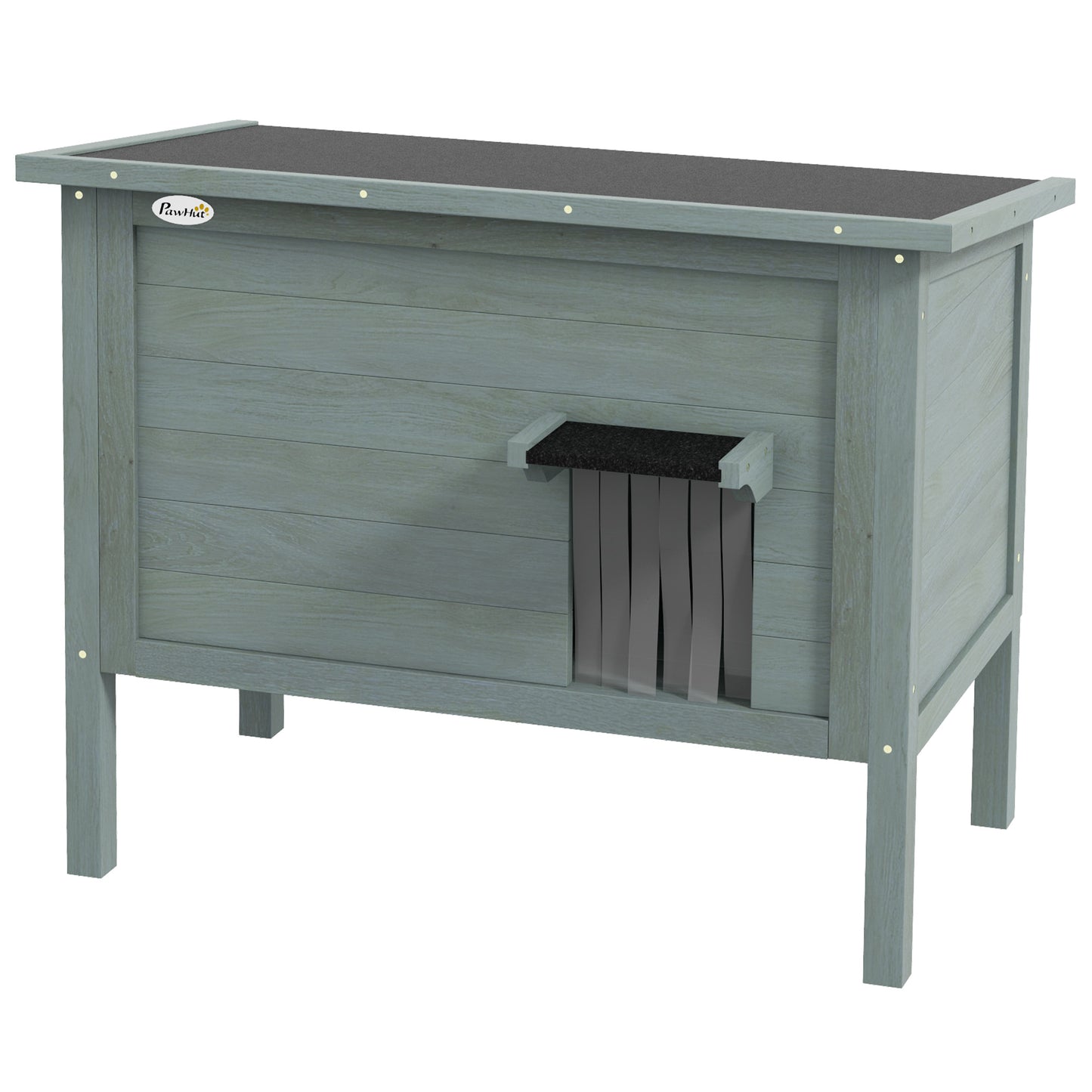 PawHut Feral Cat House Wooden Insulated with Removable Floor, Waterproof Openable Roof Charcoal Grey