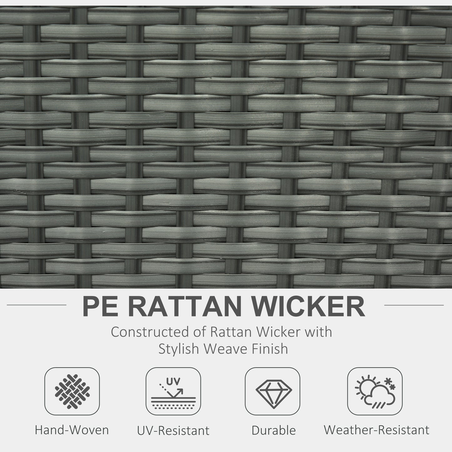 Outsunny 6pc Outdoor Rattan Wicker Furniture Set with 3-Seat Sofa, 2 Single Sofas, 2 Footstools and Coffee Table