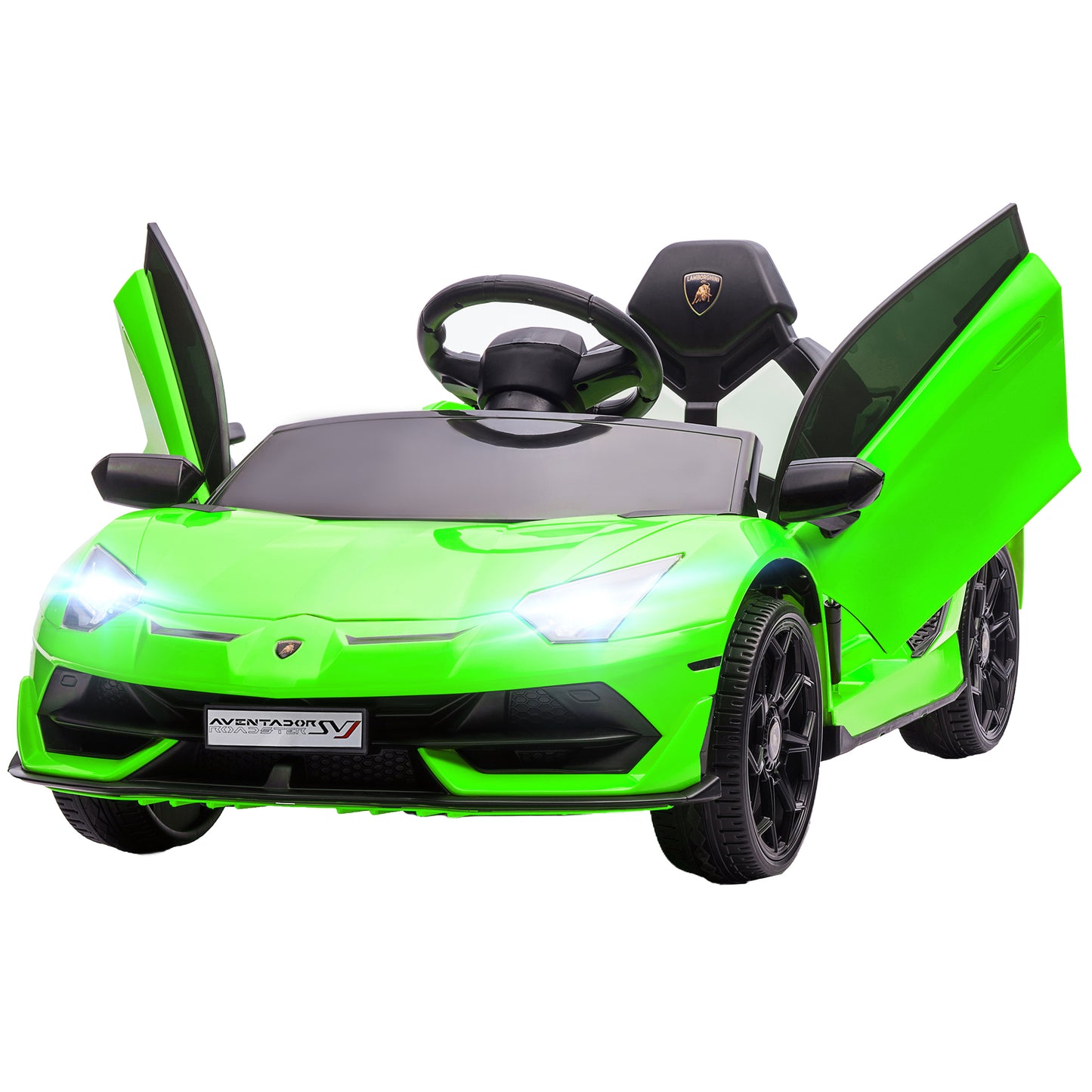 HOMCOM Lamborghini Licensed 12V kids Electric Car w/ Butterfly Doors Remote Music Horn Suspension Green