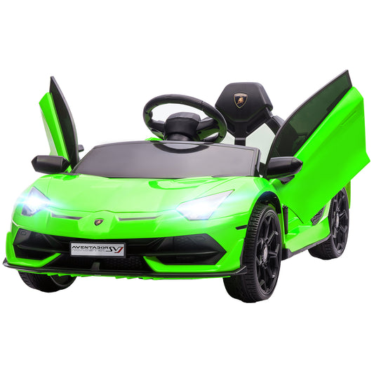 HOMCOM Lamborghini Licensed 12V kids Electric Car w/ Butterfly Doors Remote Music Horn Suspension Green