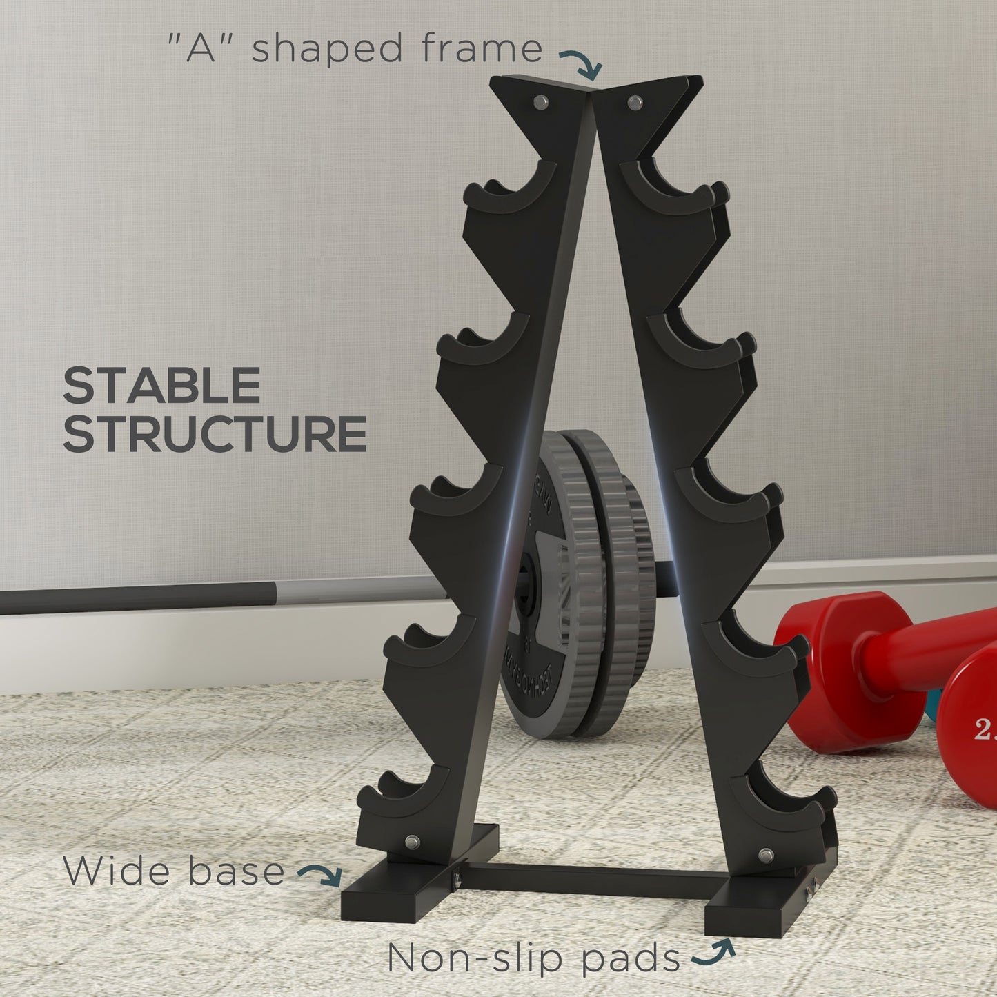 SPORTNOW FiveTier Dumbbell Storage Rack for Home Gym Exercise Black