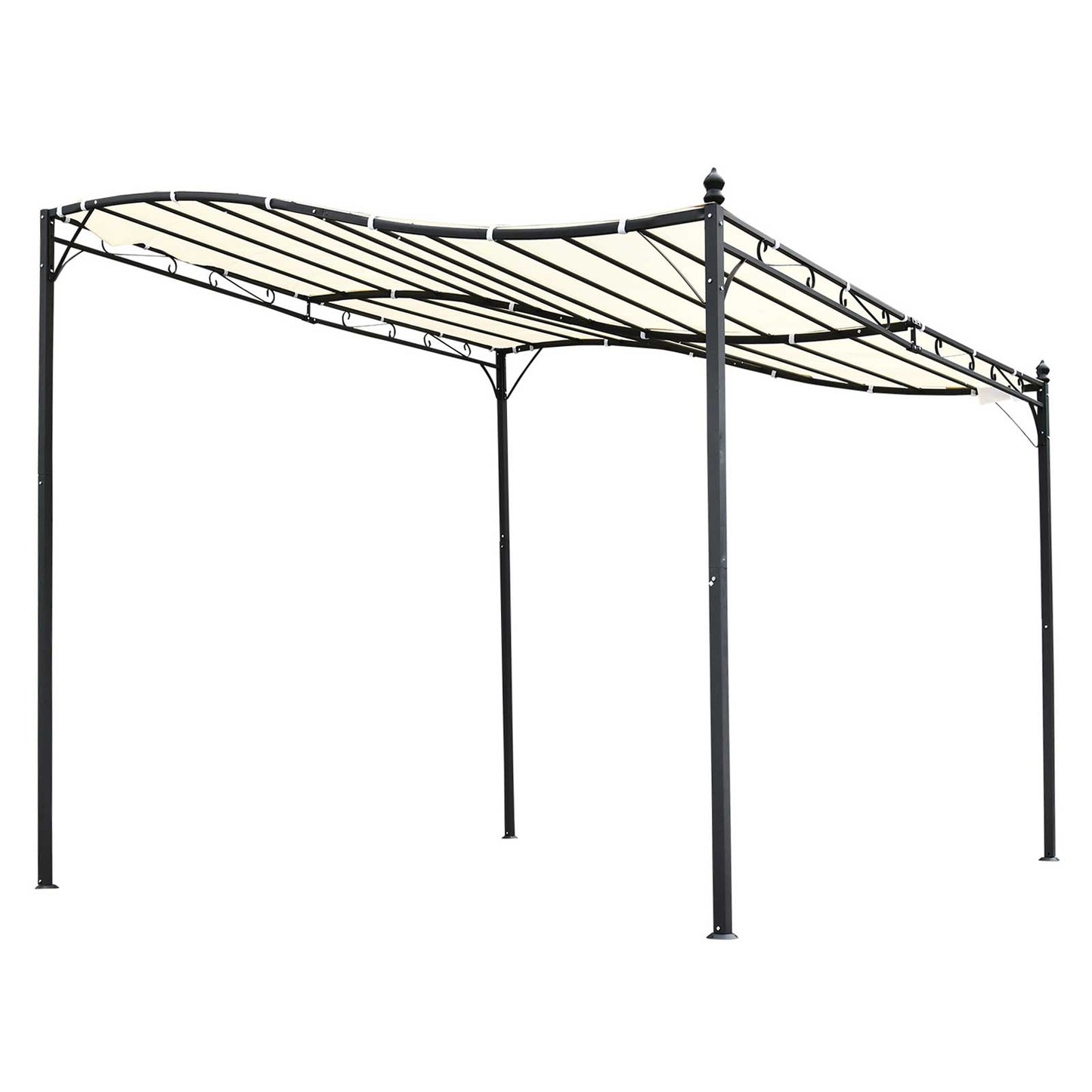 Outsunny 4 x 3 Meters Canopy Metal Wall Gazebo Awning Garden Marquee Shelter Door Porch - Cream