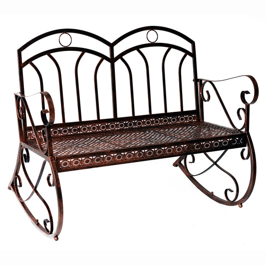 Outdoor Iron Rocking Chair-Bronze Red