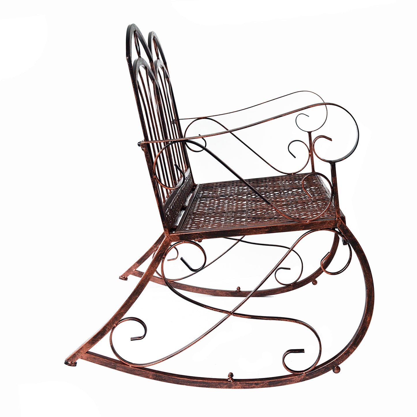 Outdoor Iron Rocking Chair-Bronze Red