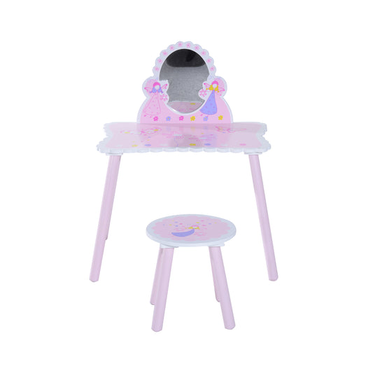 HOMCOM 2 Pc Dressing Table Set-Pink