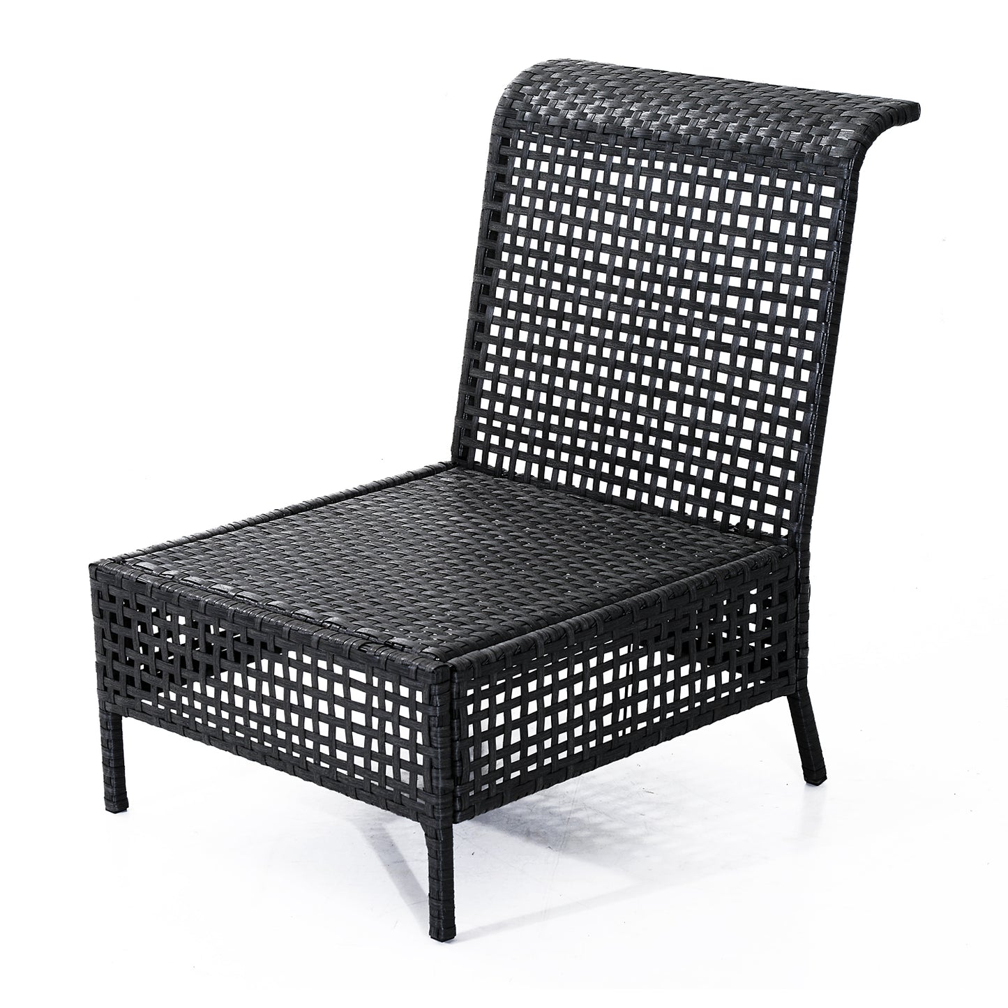 Outsunny Rattan Armless Chair, 80Lx60Wx82H cm-Black/Beige