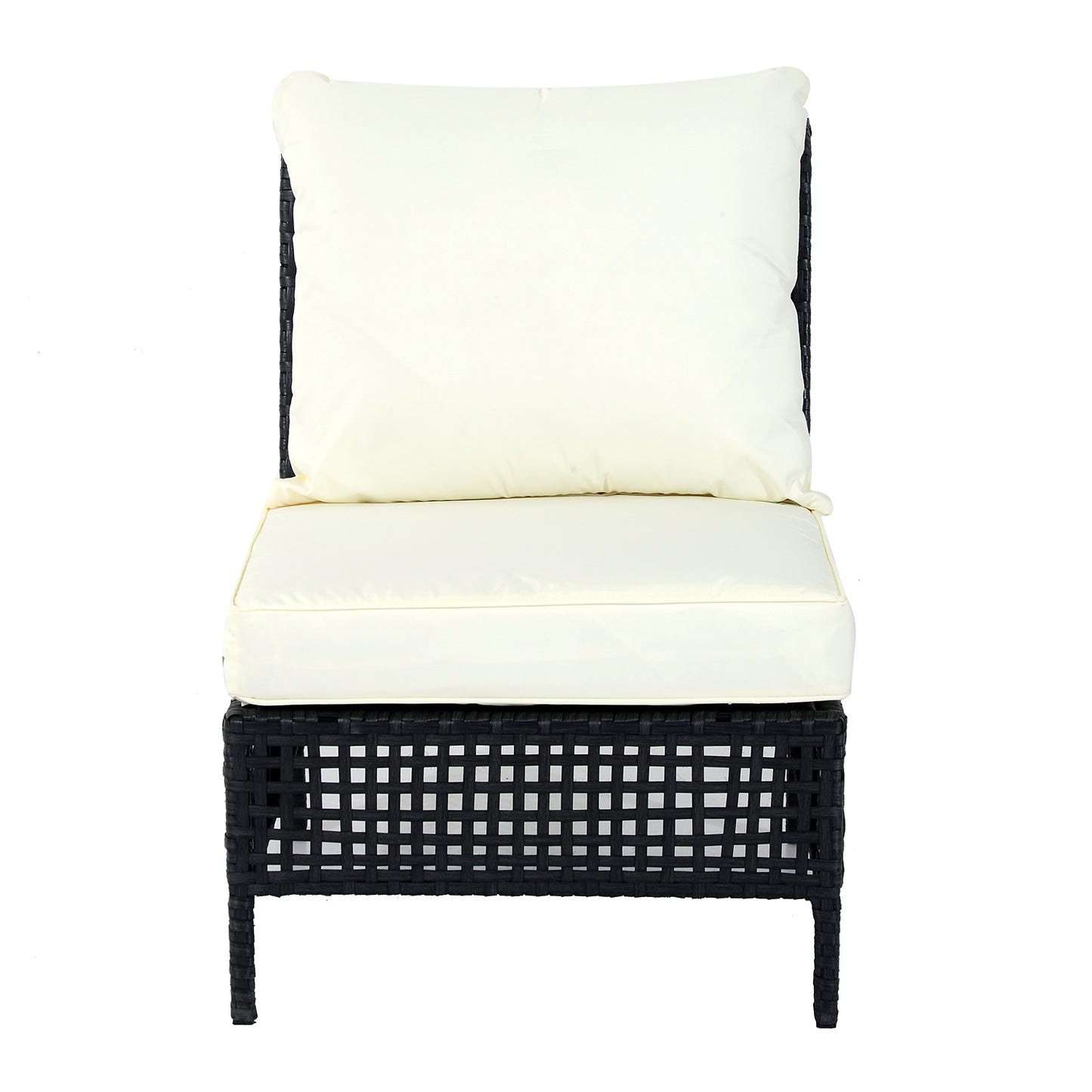 Outsunny Rattan Armless Chair, 80Lx60Wx82H cm-Black/Beige