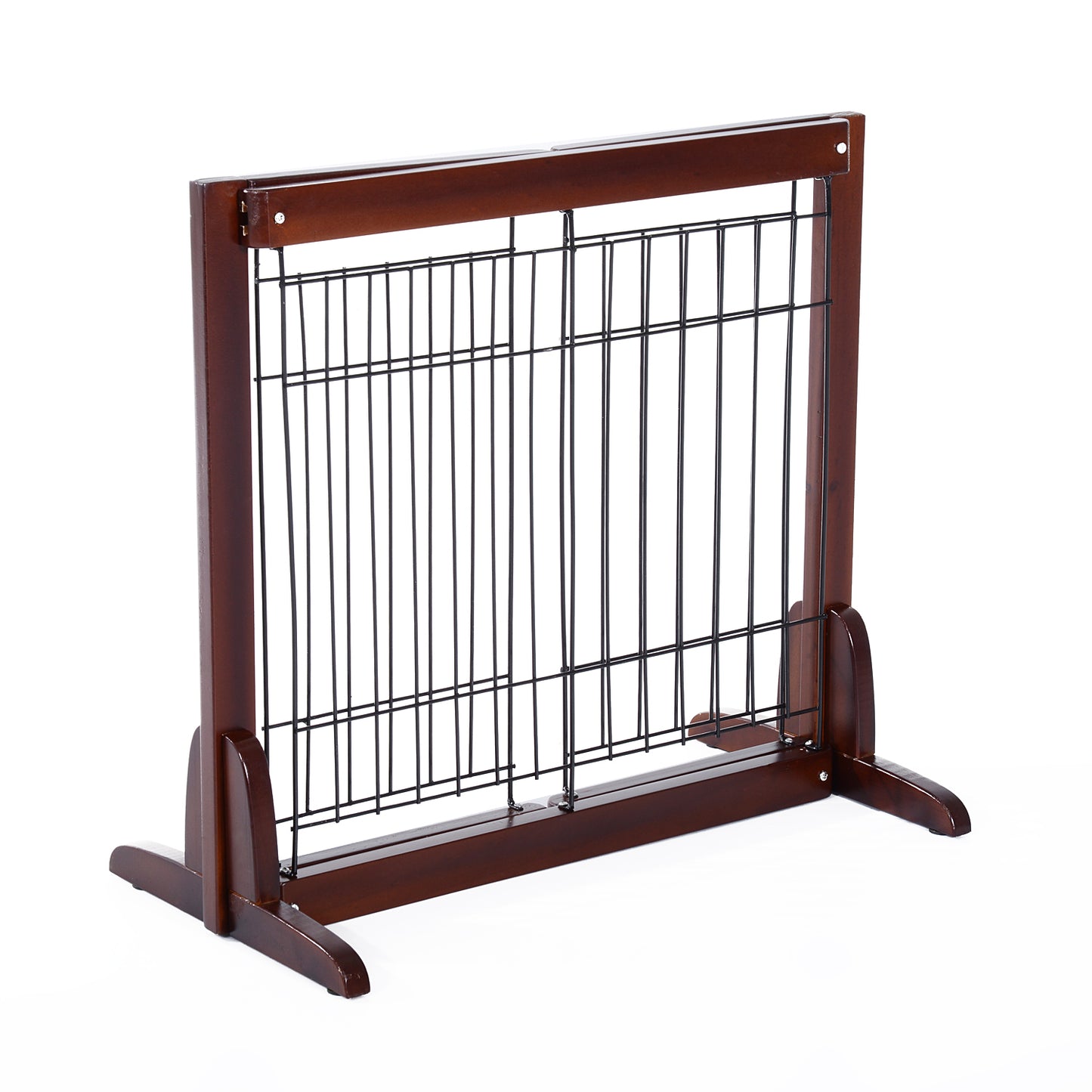 PawHut Pine Wood Freestanding Adjustable Pet Barrier Fence Brown ...