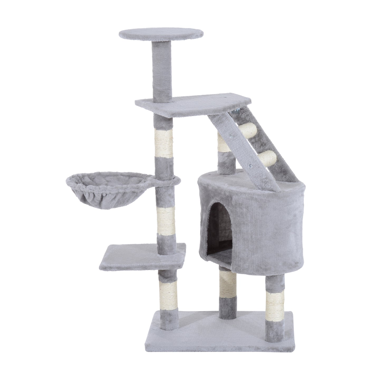 PawHut Cat Tree Kitten Scratching Post Activity Center Play House Pet Furniture 125cm (Grey)