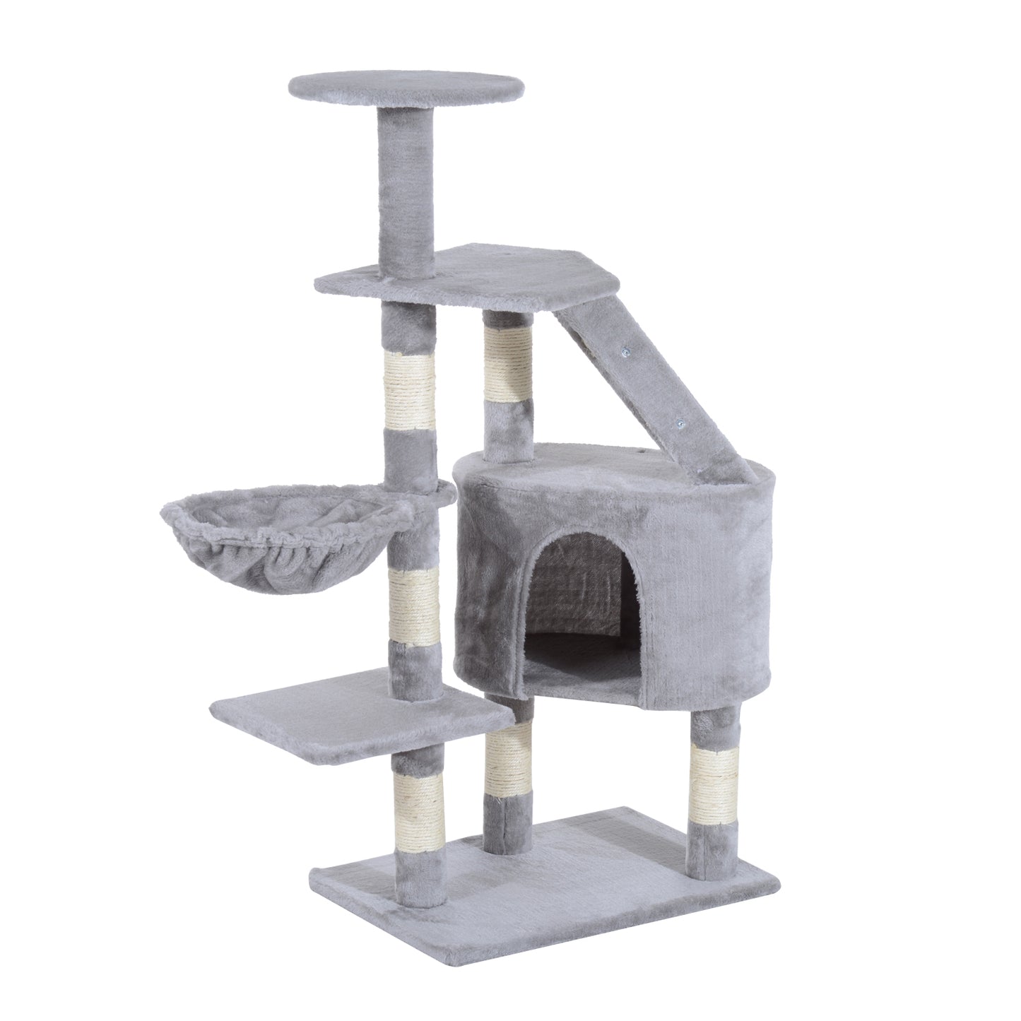 PawHut Cat Tree Kitten Scratching Post Activity Center Play House Pet Furniture 125cm (Grey)