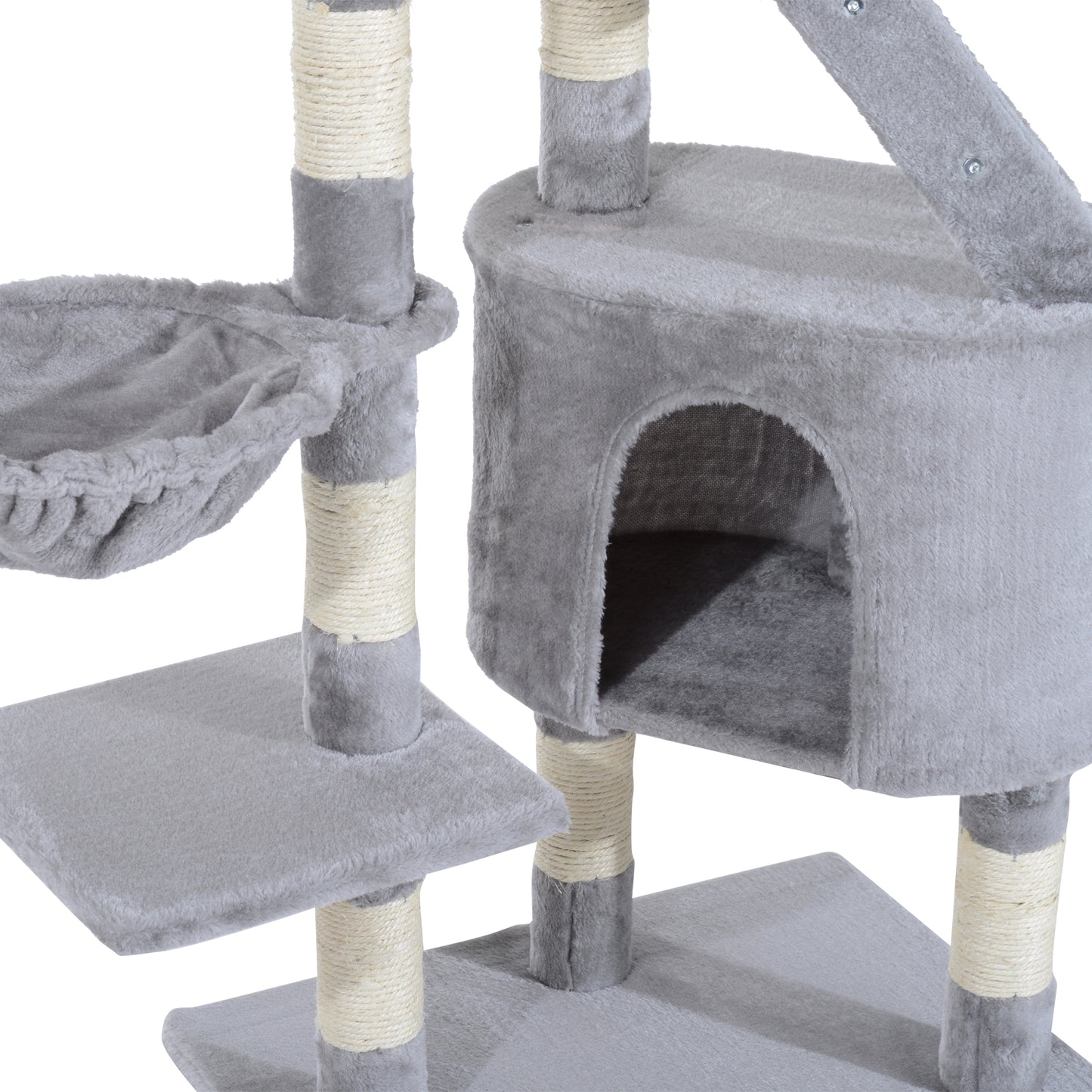 PawHut Cat Tree Kitten Scratching Post Activity Center Play House Pet Furniture 125cm (Grey)