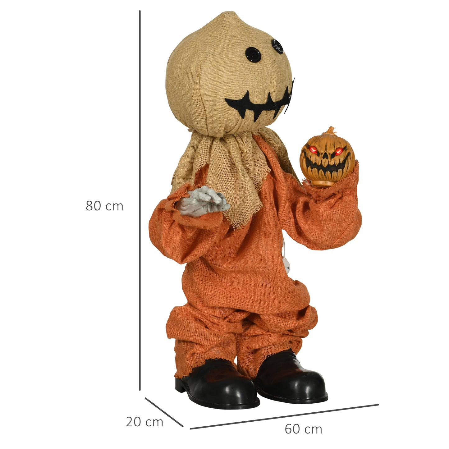 HOMCOM 80cm Halloween Scarecrow Decoration, Outdoor Activated Prop with Light Up Eyes, Sound Activated