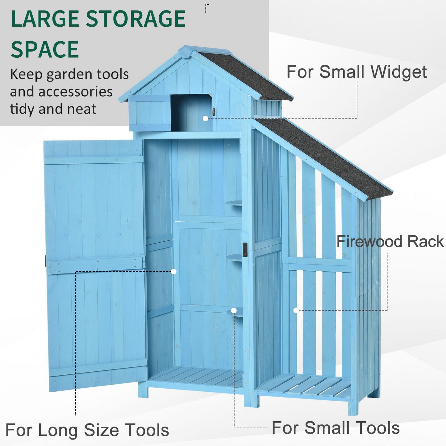 Outsunny Combination Garden Storage Shed Outdoor Firewood House Waterproof Asphalt Roof