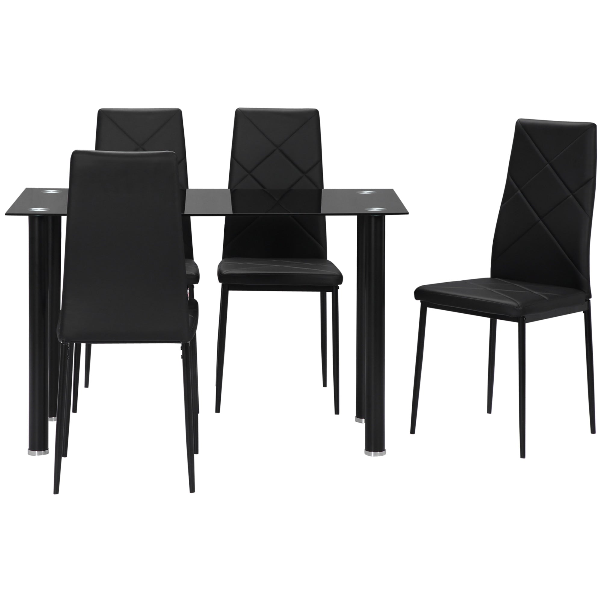 HOMCOM Modern Dining Table Set for 4, Space-Saving 5 Pieces Kitchen Ta ...