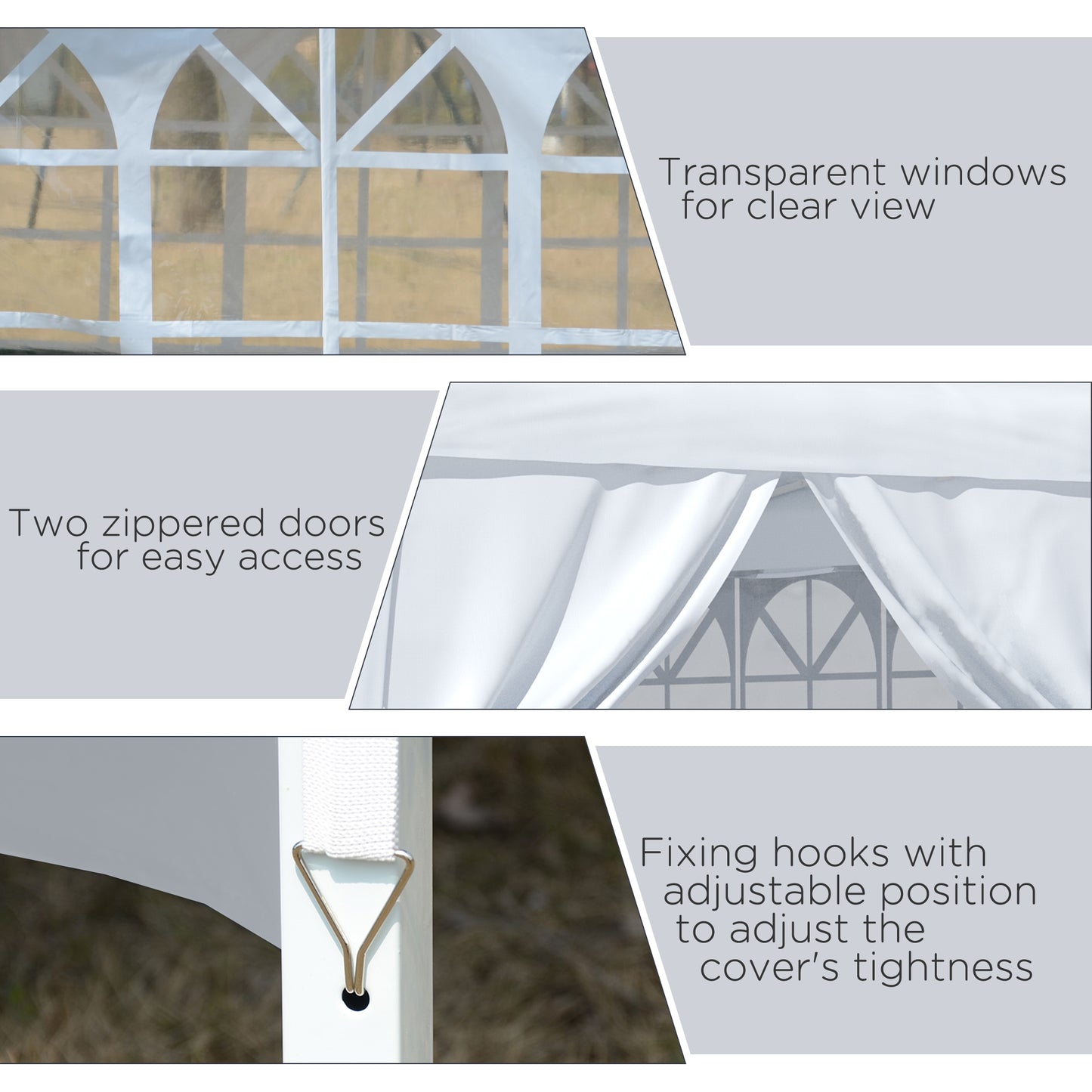 Outsunny 3 x 3m Pop Up Gazebo, Wedding Party Canopy Tent Marquee with Carry Bag and Windows, White