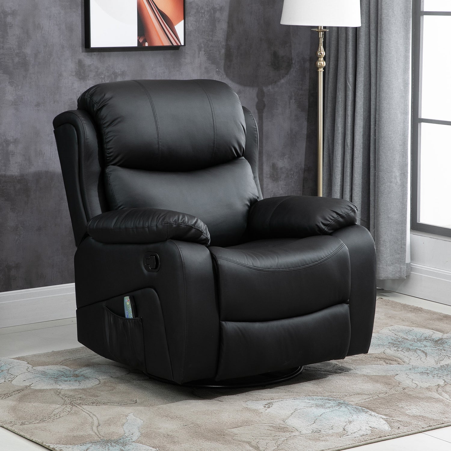 HOMCOM Manual Recliner Chair 360° Swivel Rocking Armchair Sofa