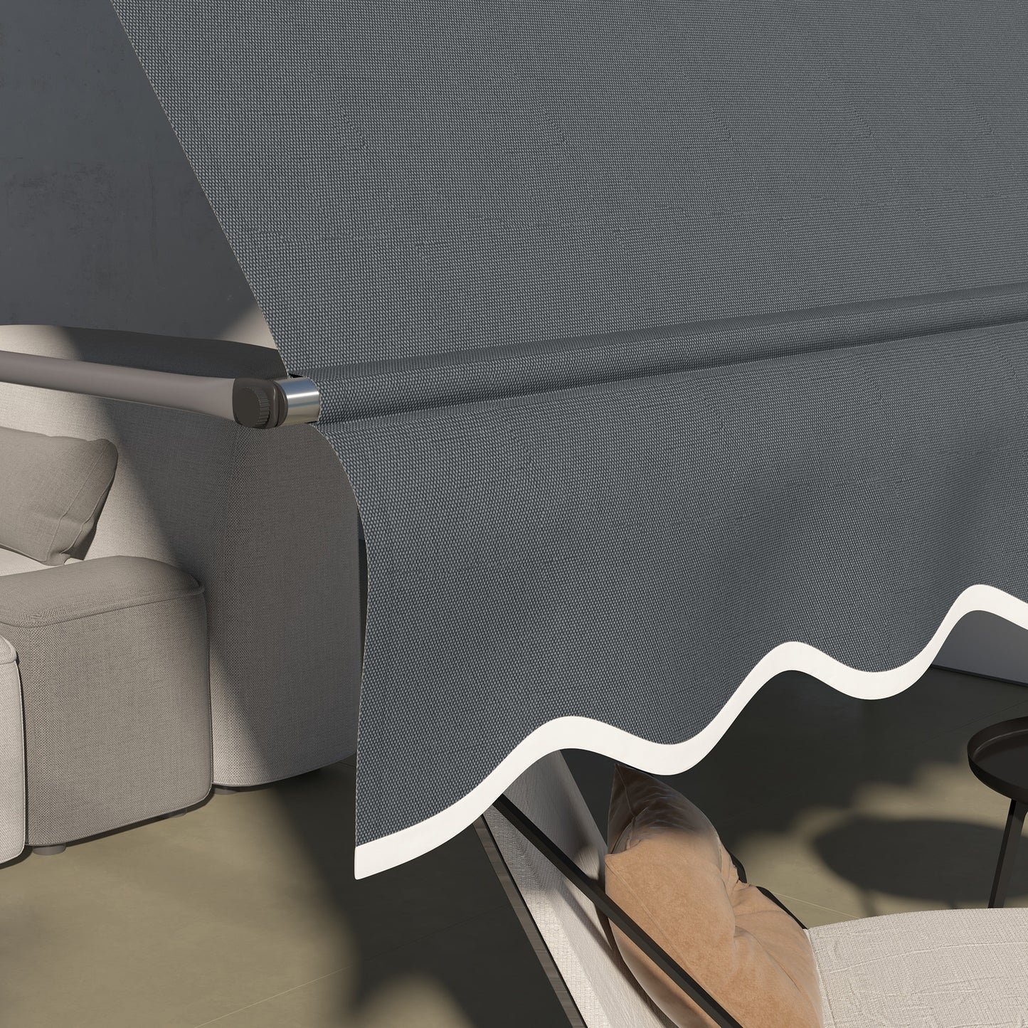 Outsunny 3.5 x 1.2m Retractable Awning, Free Standing Patio Sun Shade Shelter, UV Resistant, for Window and Door, Dark Grey