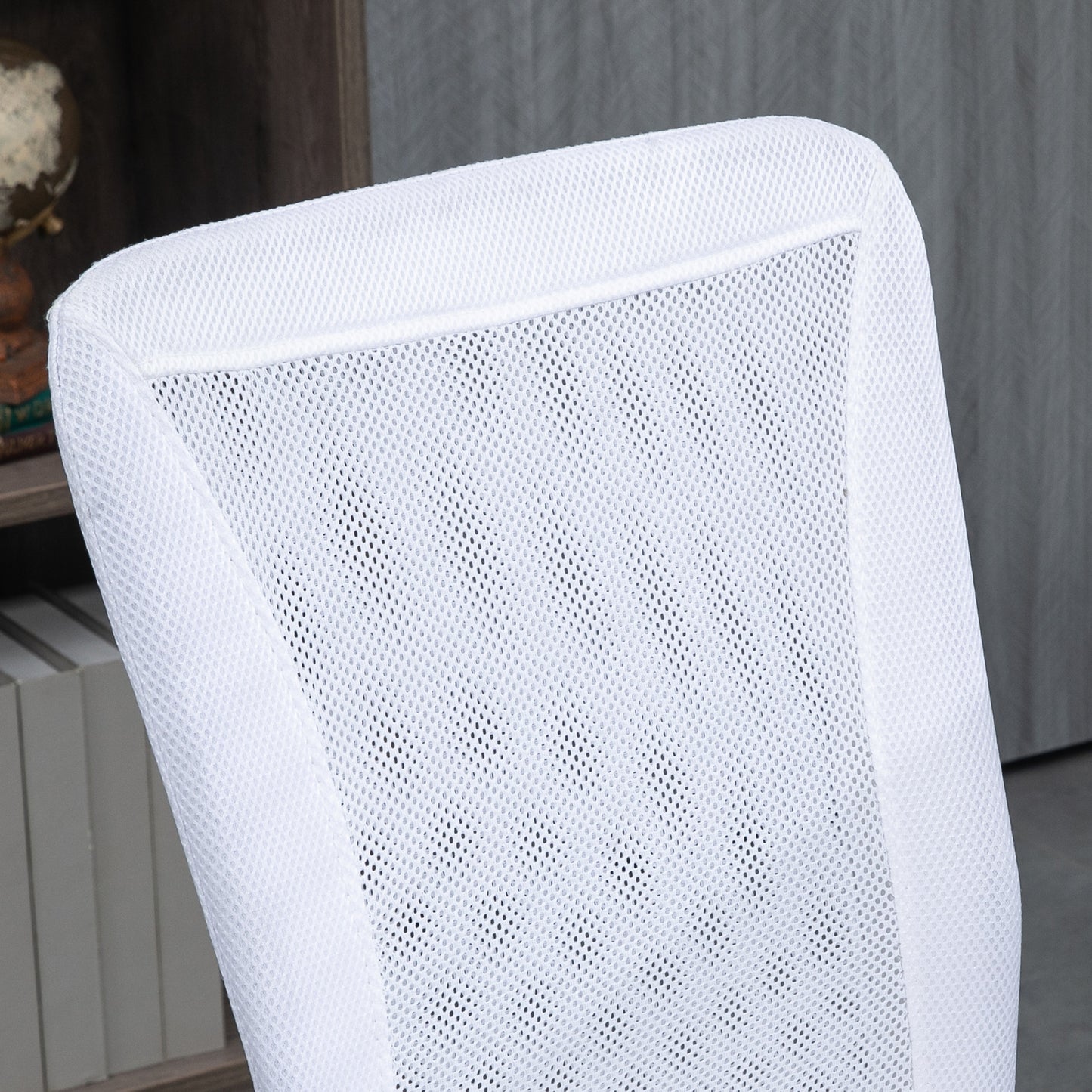 Vinsetto Computer Desk Chair Mesh Office Chair with Adjustable Height and Swivel Wheels Armless Study Chair White