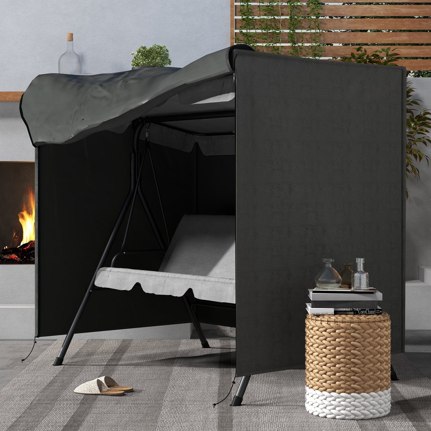 Outsunny 600D Oxford Patio Swing Chair Cover Outdoor Garden Furniture Rain Protection Protector Waterproof Anti-UV, 177 x 114 x 152 cm, Dark Grey