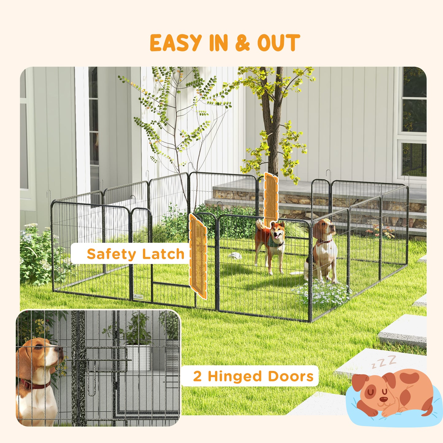 PawHut Steel Puppy Play Pen for Small Medium Dogs