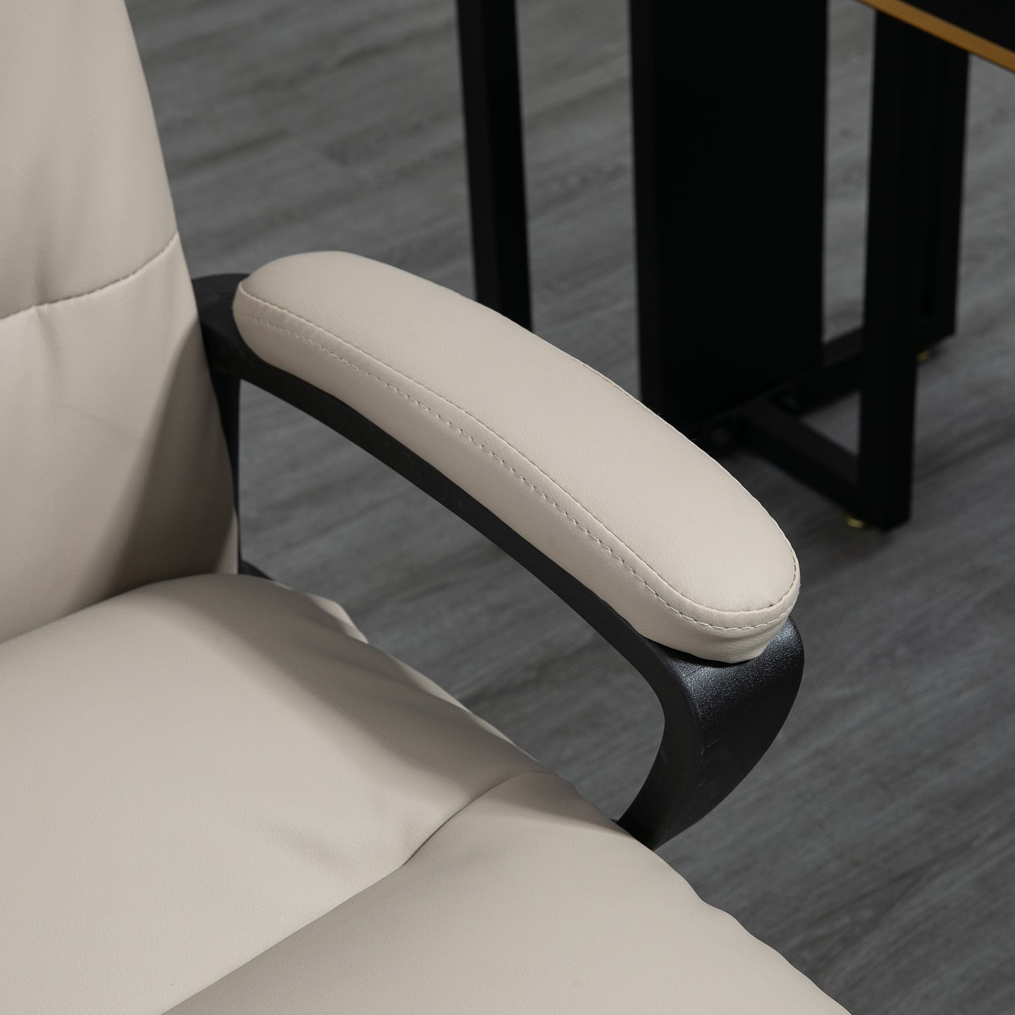 Vinsetto Ergonomic Computer Desk Chair PU Leather Office Chair with Adjustable Height and Swivel Rolling Wheels for Work Study Light Grey