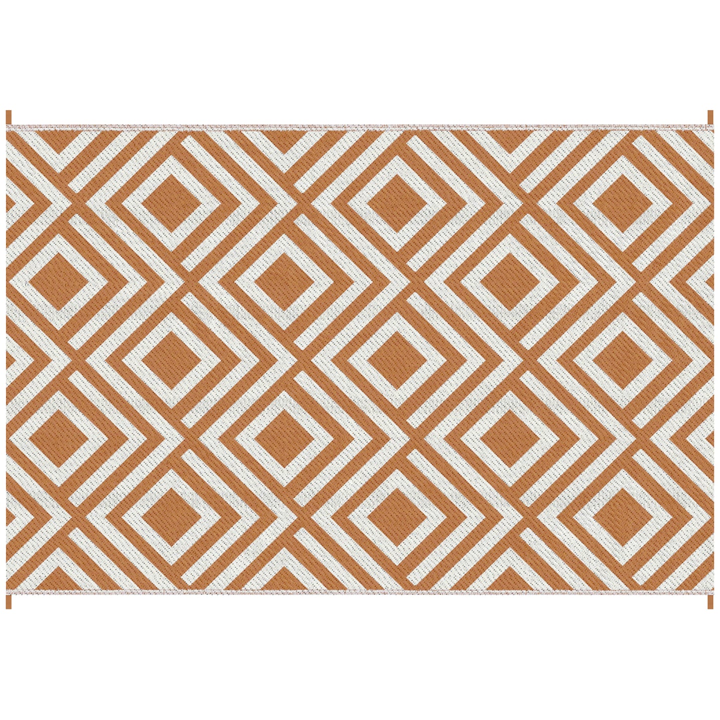 Outsunny Reversible Outdoor Rug with Carry Bag and Ground Stakes, Waterproof Plastic Straw Mat for Backyard, Deck, RV, Picnic, Beach, Camping, 182 x 274 cm, Brown & White