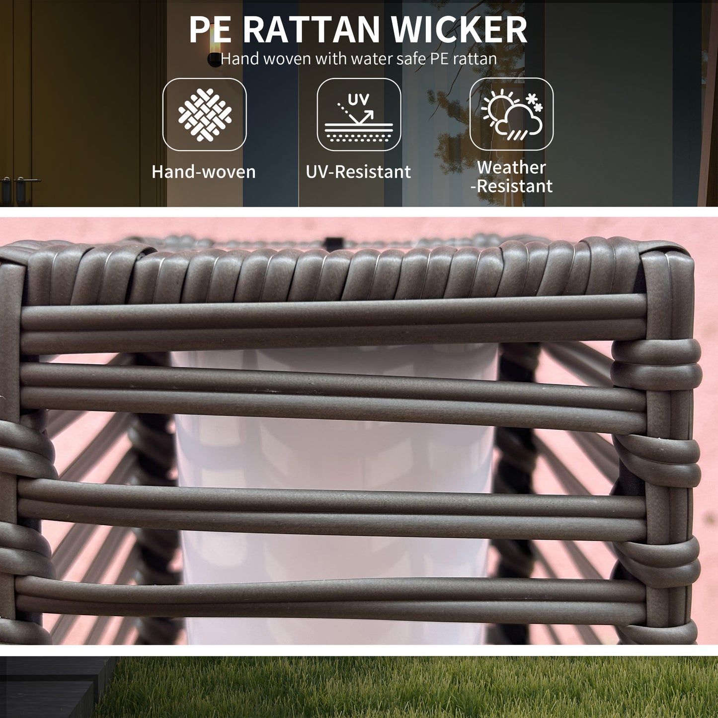 Outsunny Solar Floor Lamp, Outdoor Garden Lantern Pathway Light & Decorative Lighting w/ Auto On/Off LED Lights for Porch, Yard, Grey