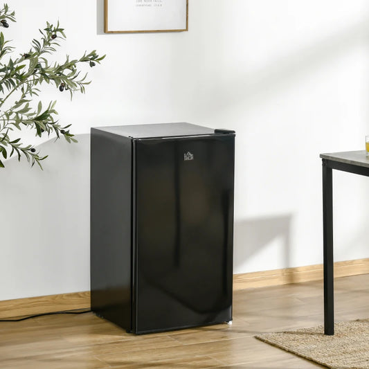 HOMCOM 91 Litre Freestanding Under Counter Fridge with Chiller Box, Reversible Door, Adjustable Thermostat, 47.5cm Wide, Noise Level: Decibels 40, Black