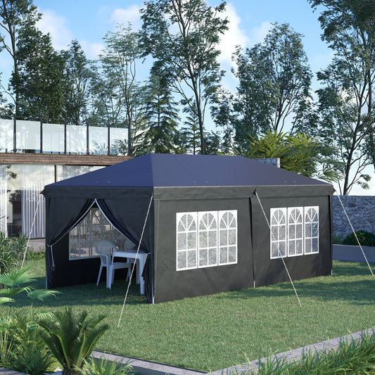 Outsunny 3 x 6m Pop-Up Gazebo, with Removable Walls - Black