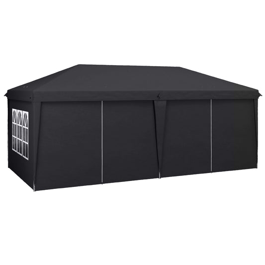 Outsunny 3 x 6m Pop-Up Gazebo with Curtain Walls and Windows - Grey